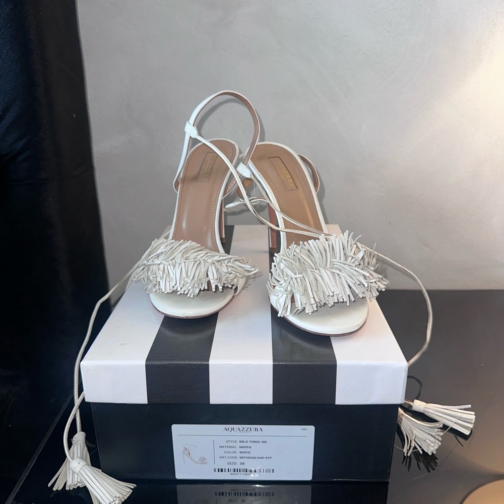 Aquazzura White Fringe Women's Shoes - Picture 1 of 3